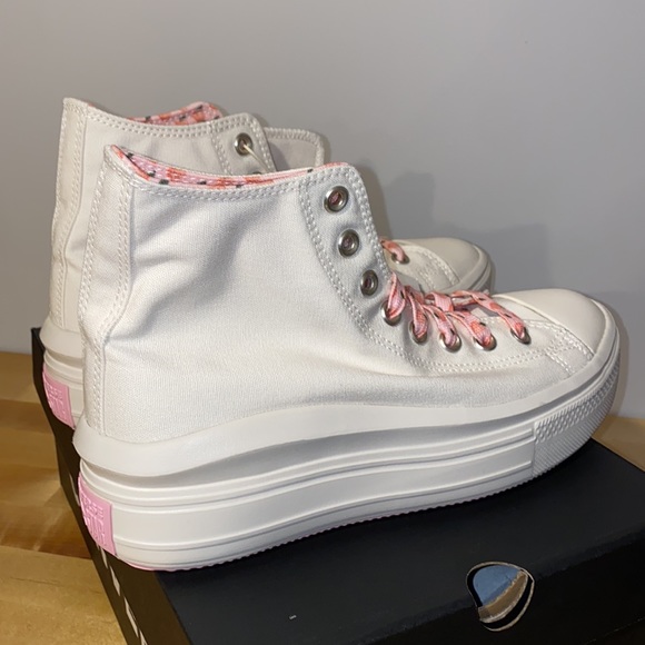BLACK FRI SALE 🍑PEACH PATTERN! egret converse hi top cherry women 10 shoe platf - Picture 10 of 10